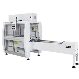 Flow pack with rotary sealing & upper film reel