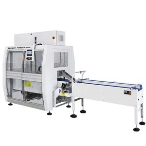 Flow pack with box motion sealing & lower film reel