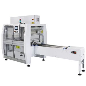 Flow pack with rotary sealing & upper film reel