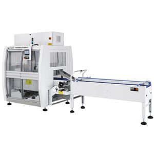 Flow pack with box motion sealing & lower film reel
